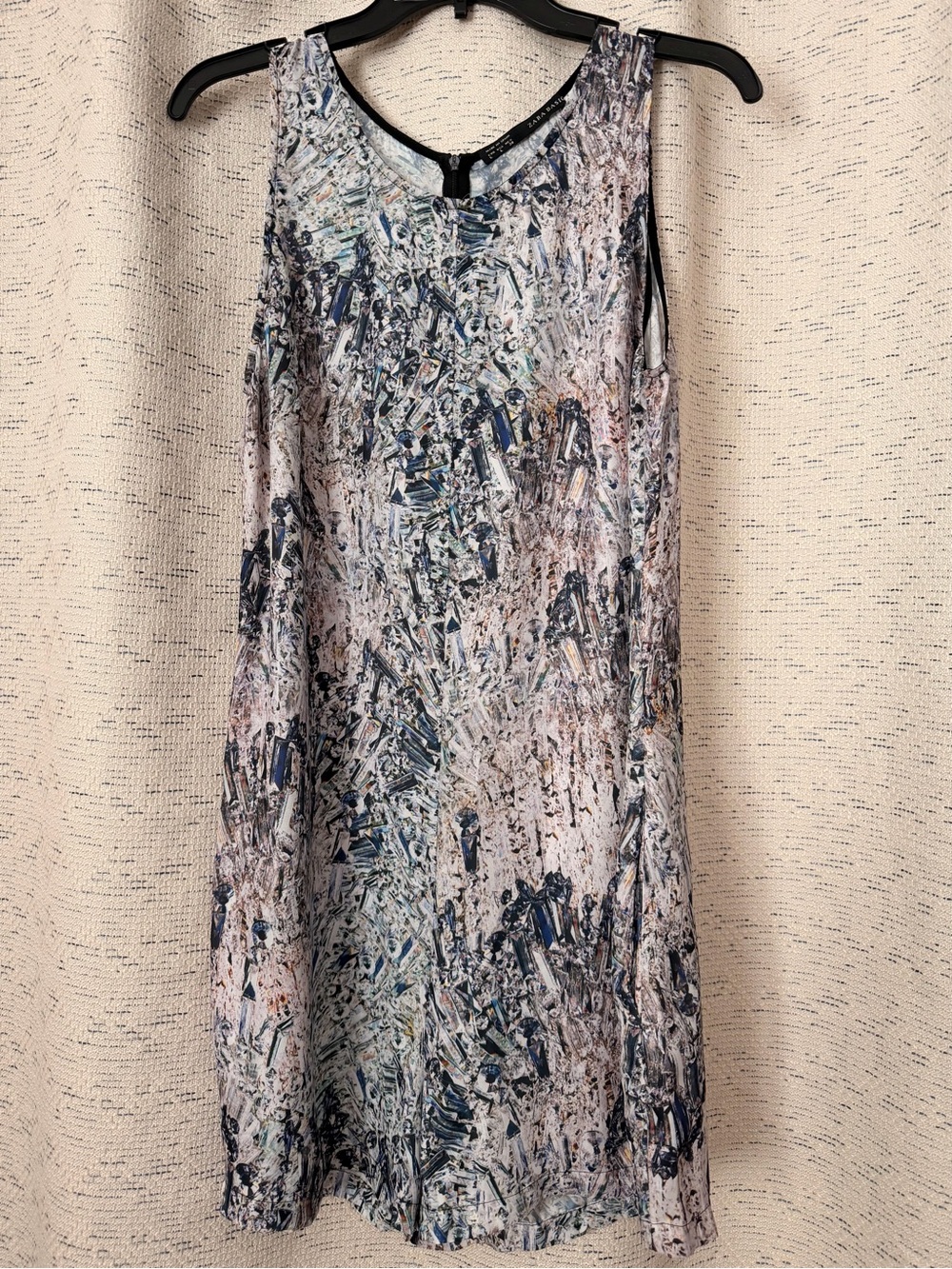Zara Sleeveless Abstract Print Romper in Blue and White